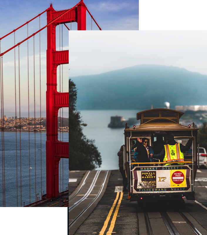 Golden gate bridge and San Francisco street car